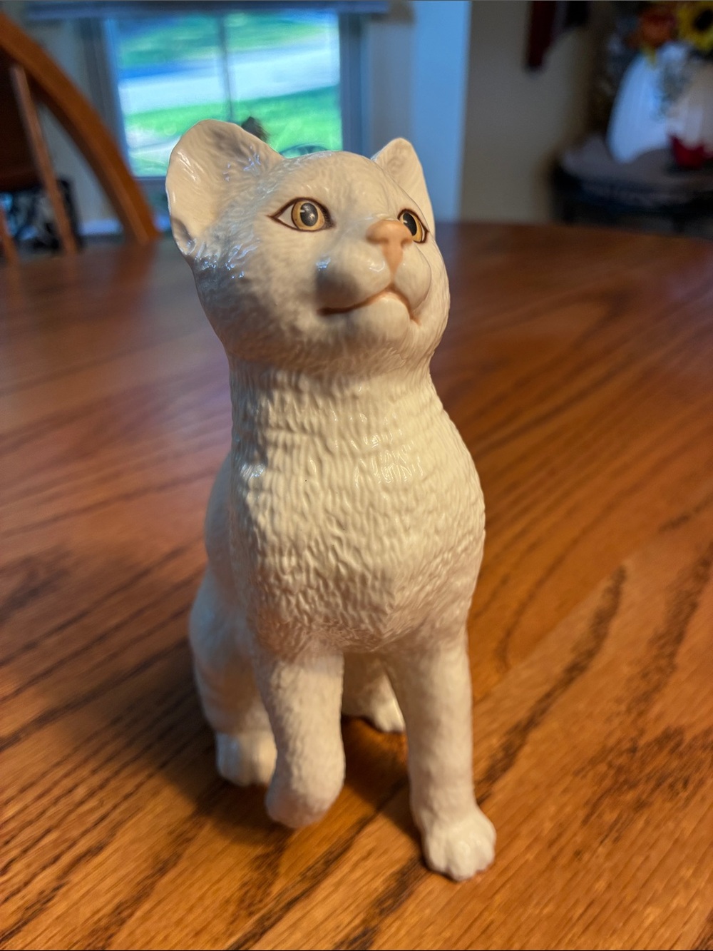 White Ceramic Cat Figurine - Decorative Pet Statue
